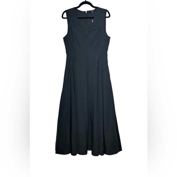 NWT Madewell Black V-Neck Circle Midi Dress with Pockets, Sizes XS (0) & L (10) - Picture 6 of 16